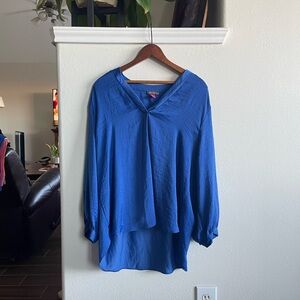 Vince Camuto V-Neck Rumple Blouse - Royal Blue